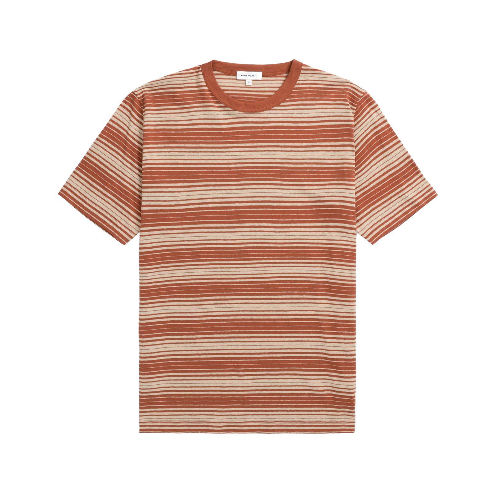 Norse Projects Johannes Spaced Stripe T-Shirt - Red Ochre