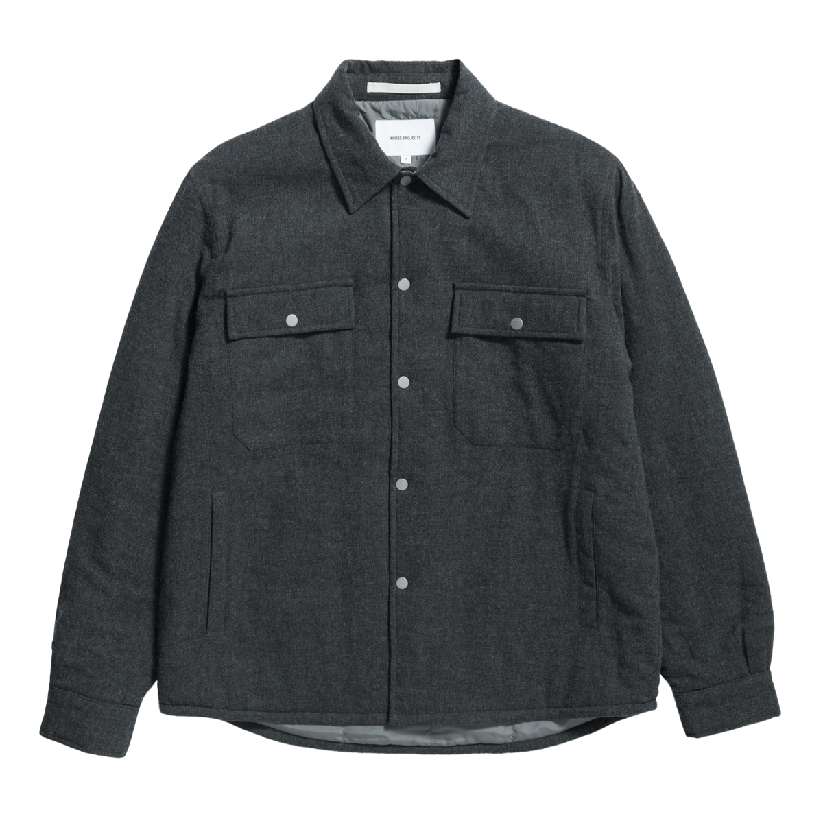 Norse Projects Hjalmer Insulated Wool Overshirt - Charcoal Melange