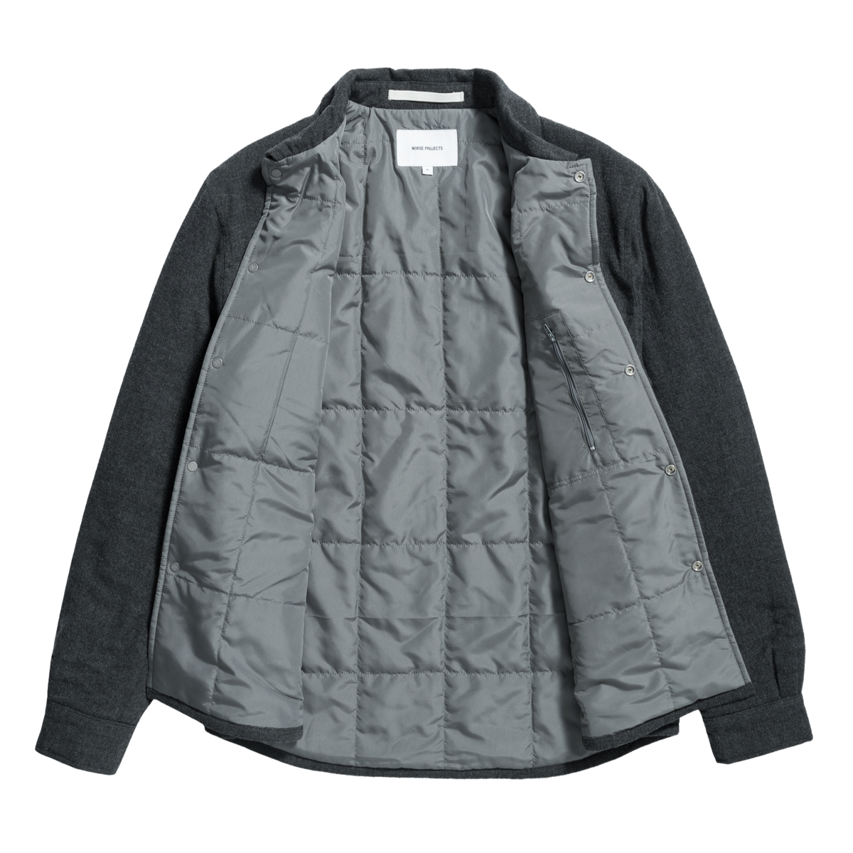 Norse Projects Hjalmer Insulated Wool Overshirt - Charcoal Melange