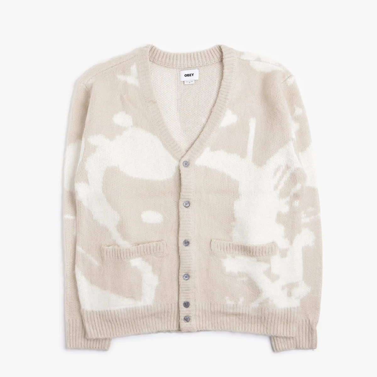 Obey Luka Splatter Cardigan - Silver Grey