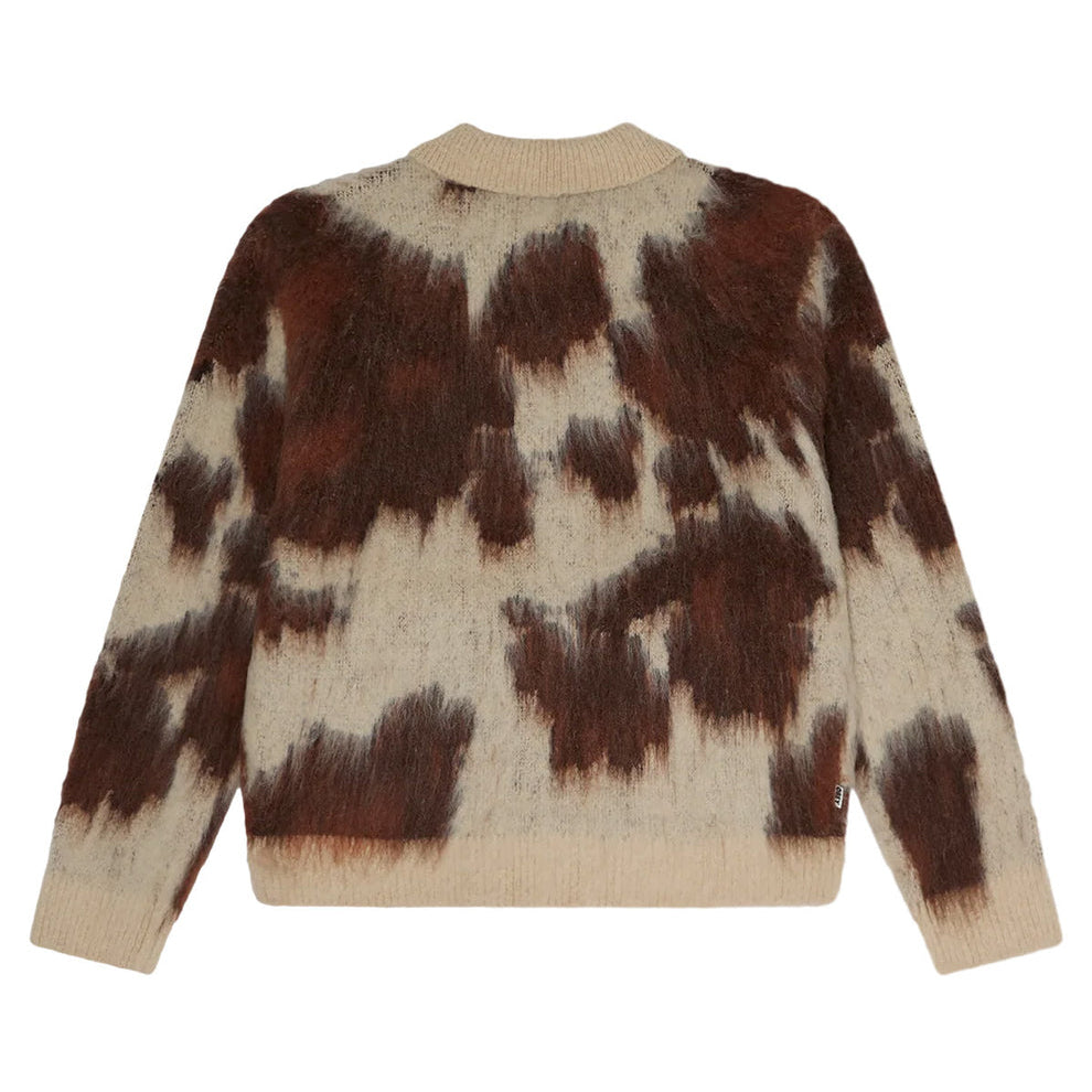Obey Cow Pattern Zip Sweater - Cow Multi