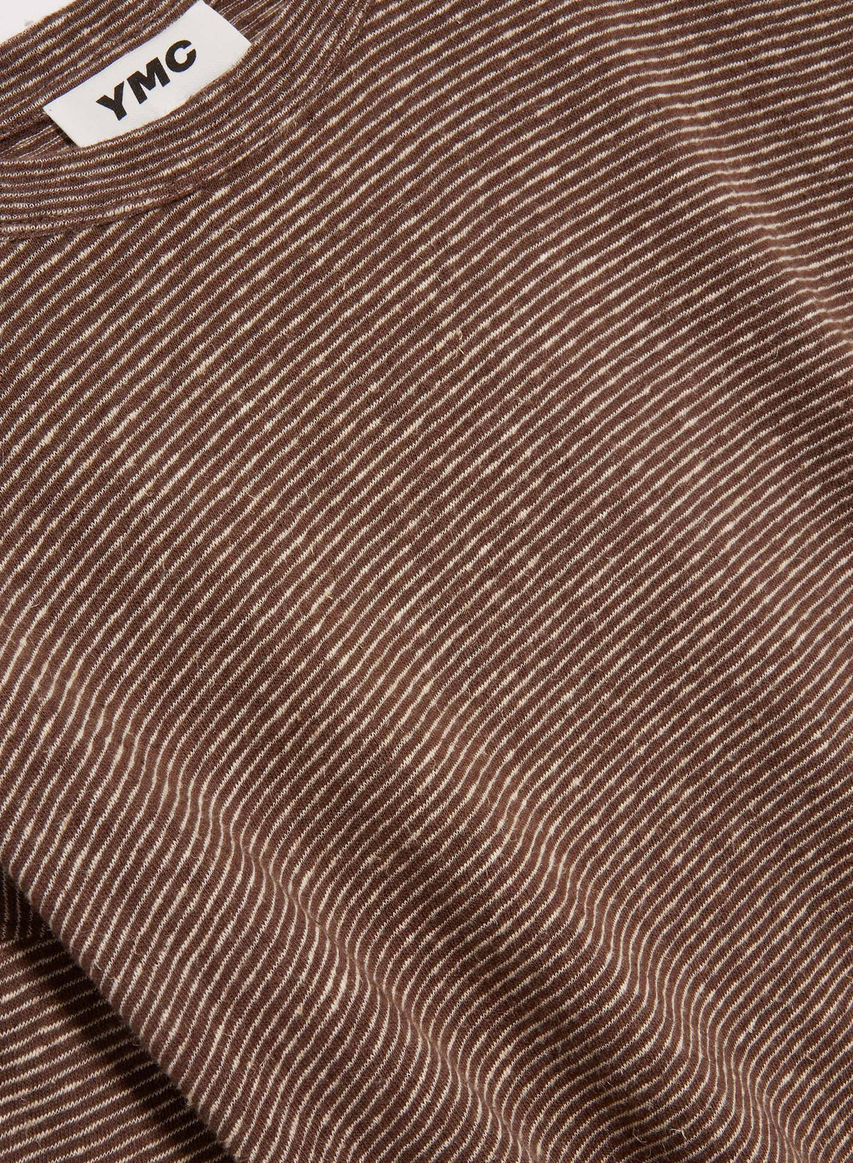 YMC Triple Stripe T-Shirt - Brown / Ecru