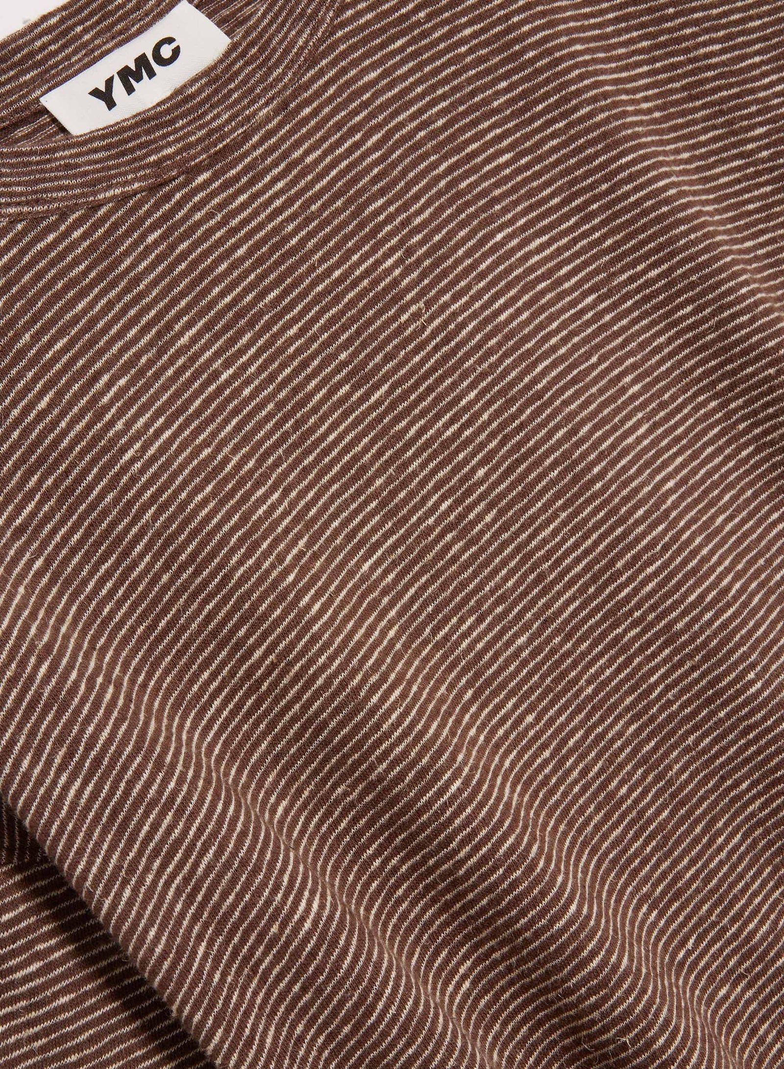 YMC Triple Stripe T-Shirt - Brown / Ecru