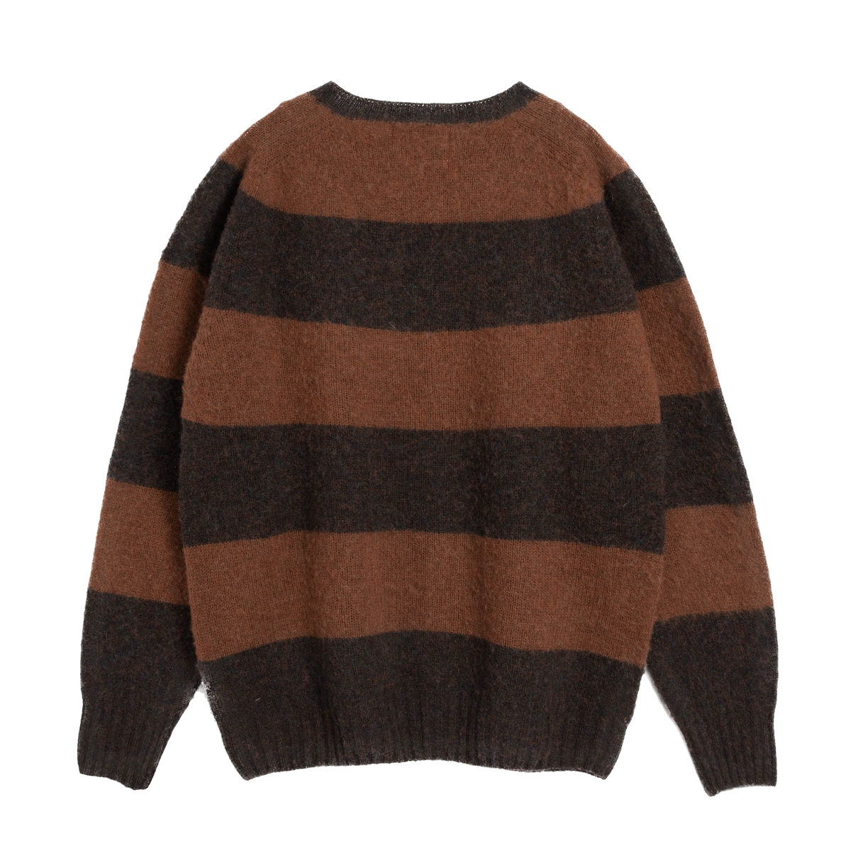 YMC Suedehead Stripe Crew Knit - Brown Stripe