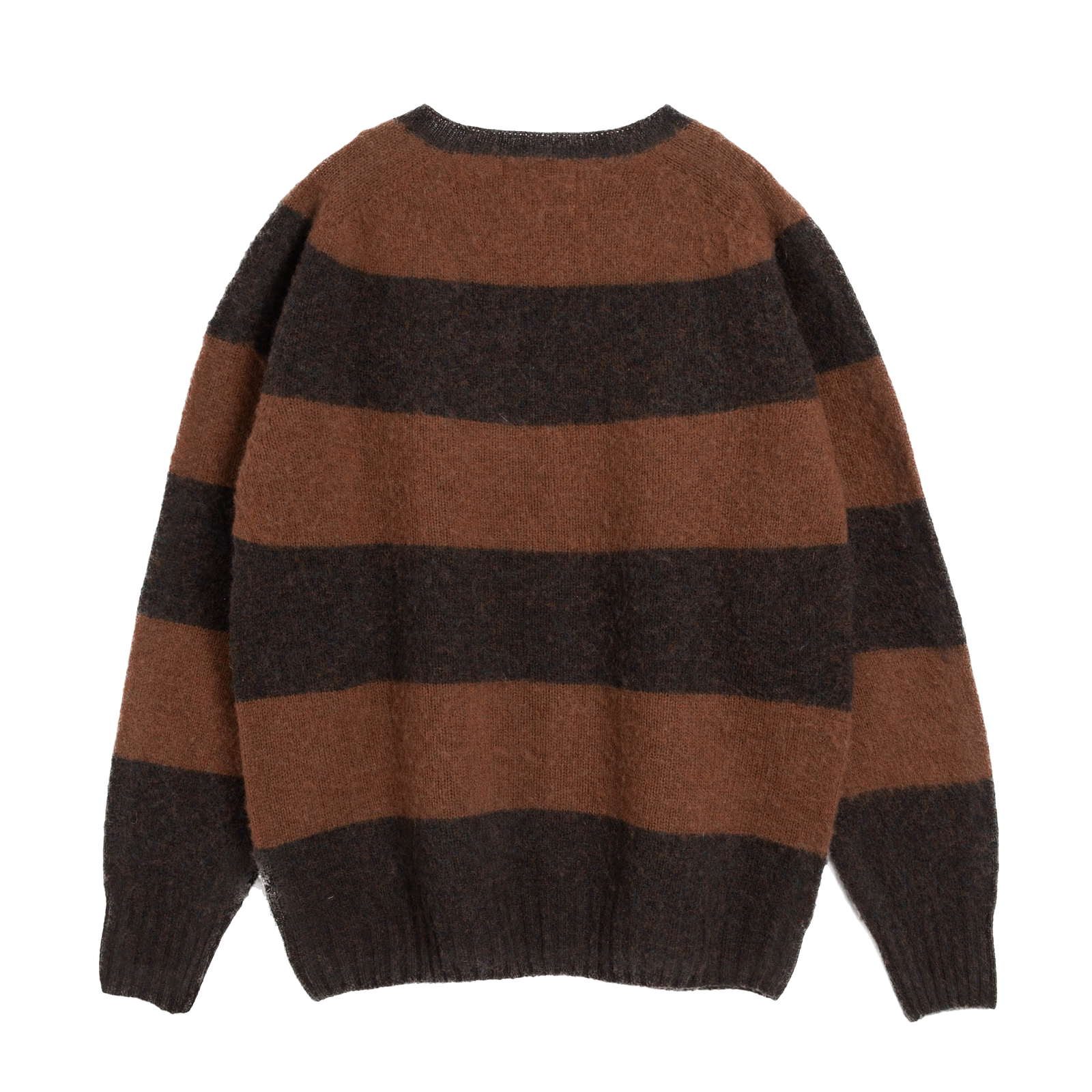 YMC Suedehead Stripe Crew Knit - Brown Stripe