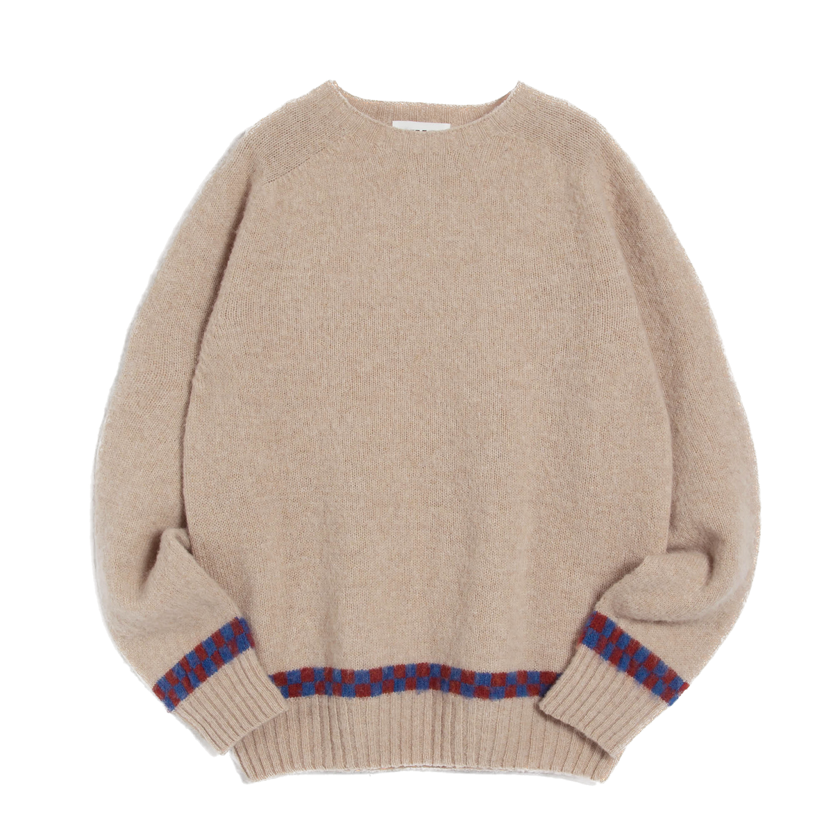 YMC Suedehead Checker Crew Knit - Ecru