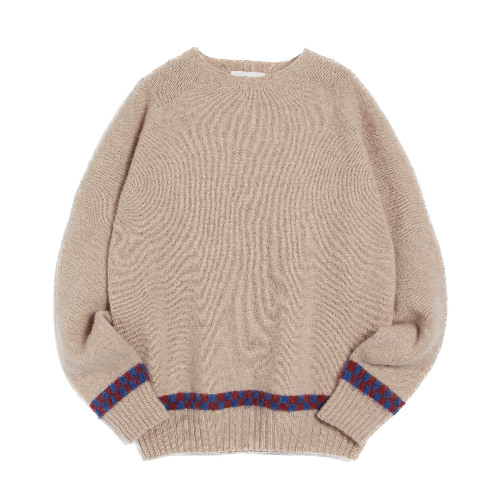 YMC Suedehead Checker Crew Knit - Ecru