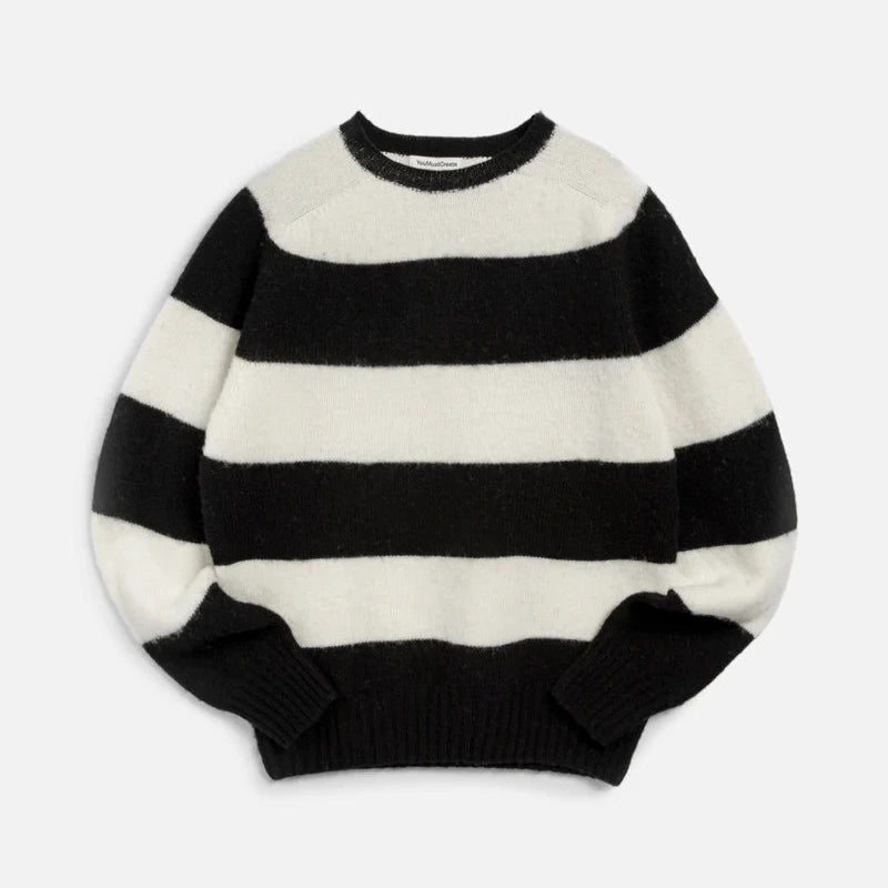 YMC Suedehead Stripe Knit - Black / Cream