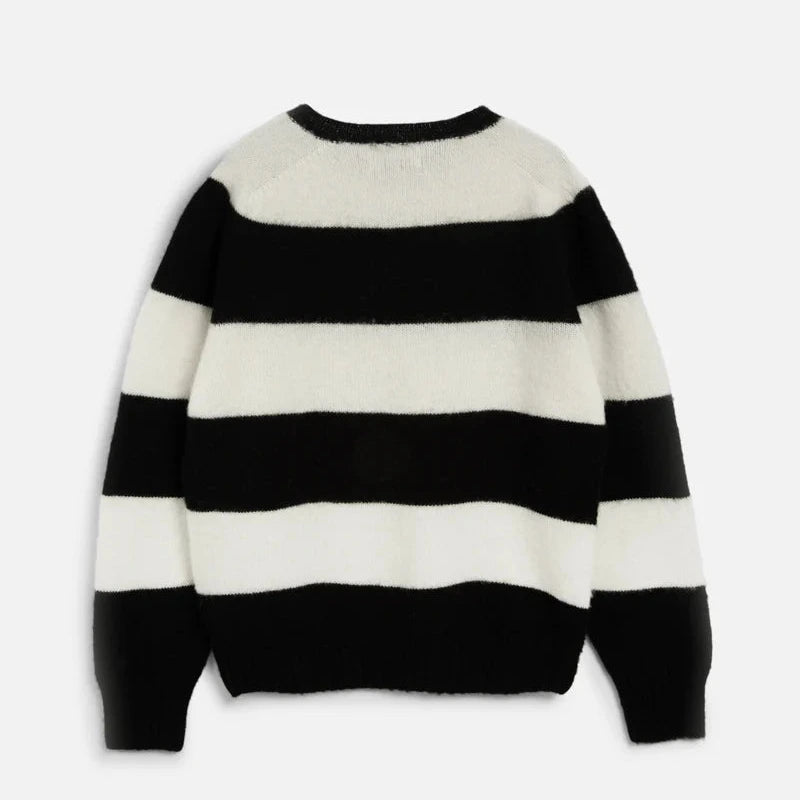 YMC Suedehead Stripe Knit - Black / Cream