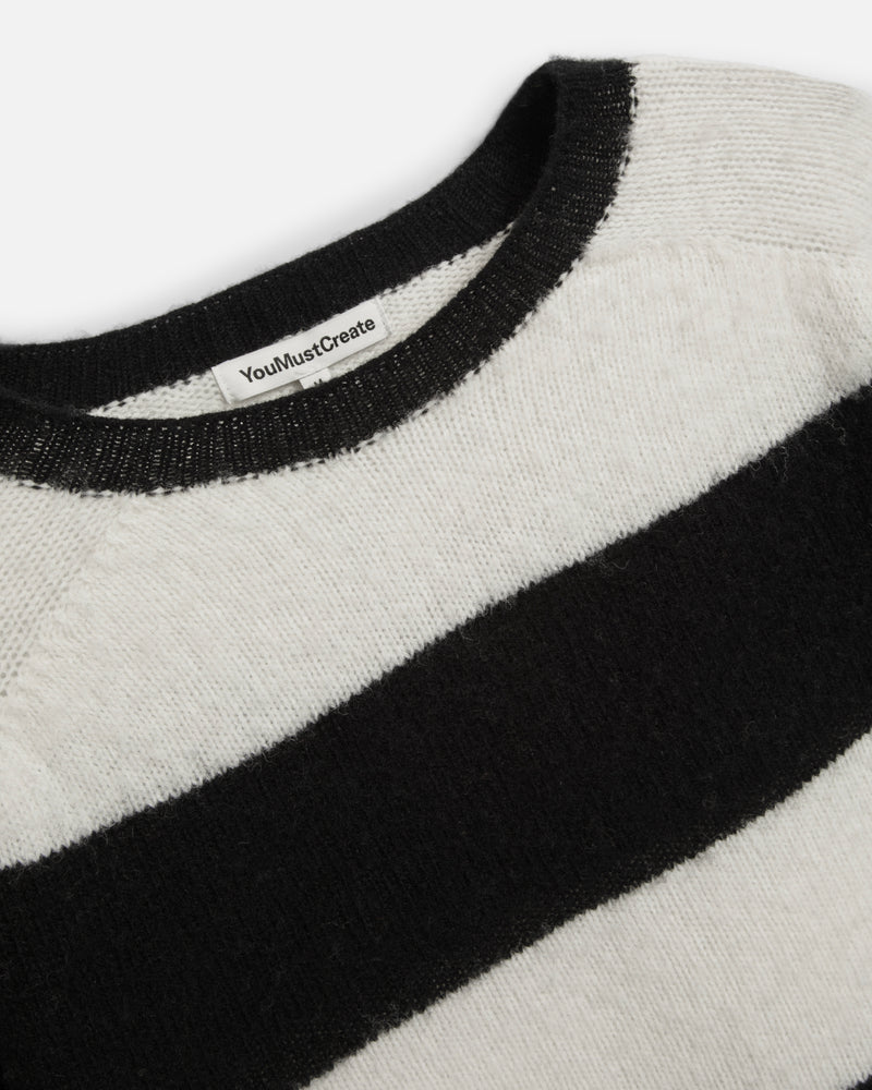 YMC Suedehead Stripe Knit - Black / Cream