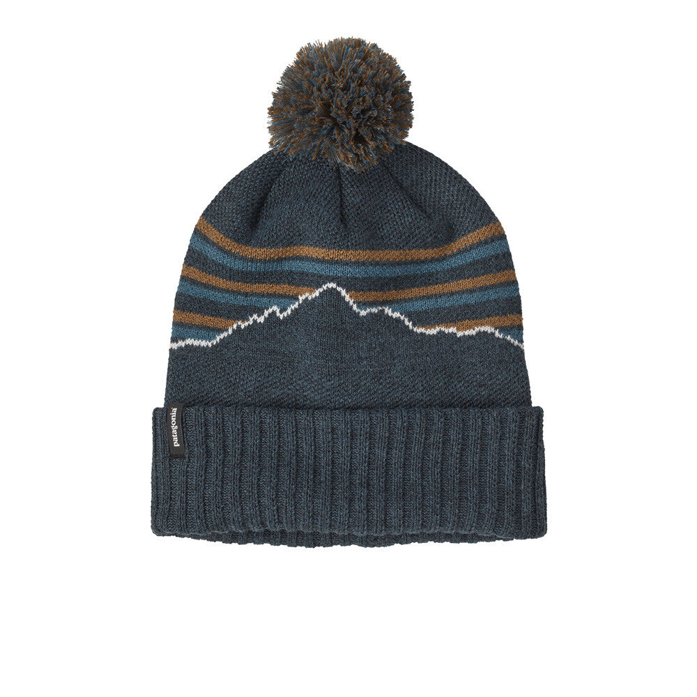 Patagonia Powder Town Beanie - Fitz Roy Stripe Knit / Smolder Blue