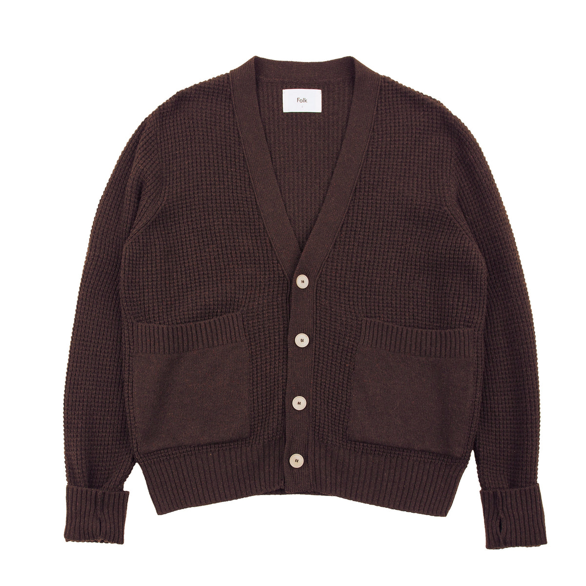 Folk Waffle Cardigan - Brown