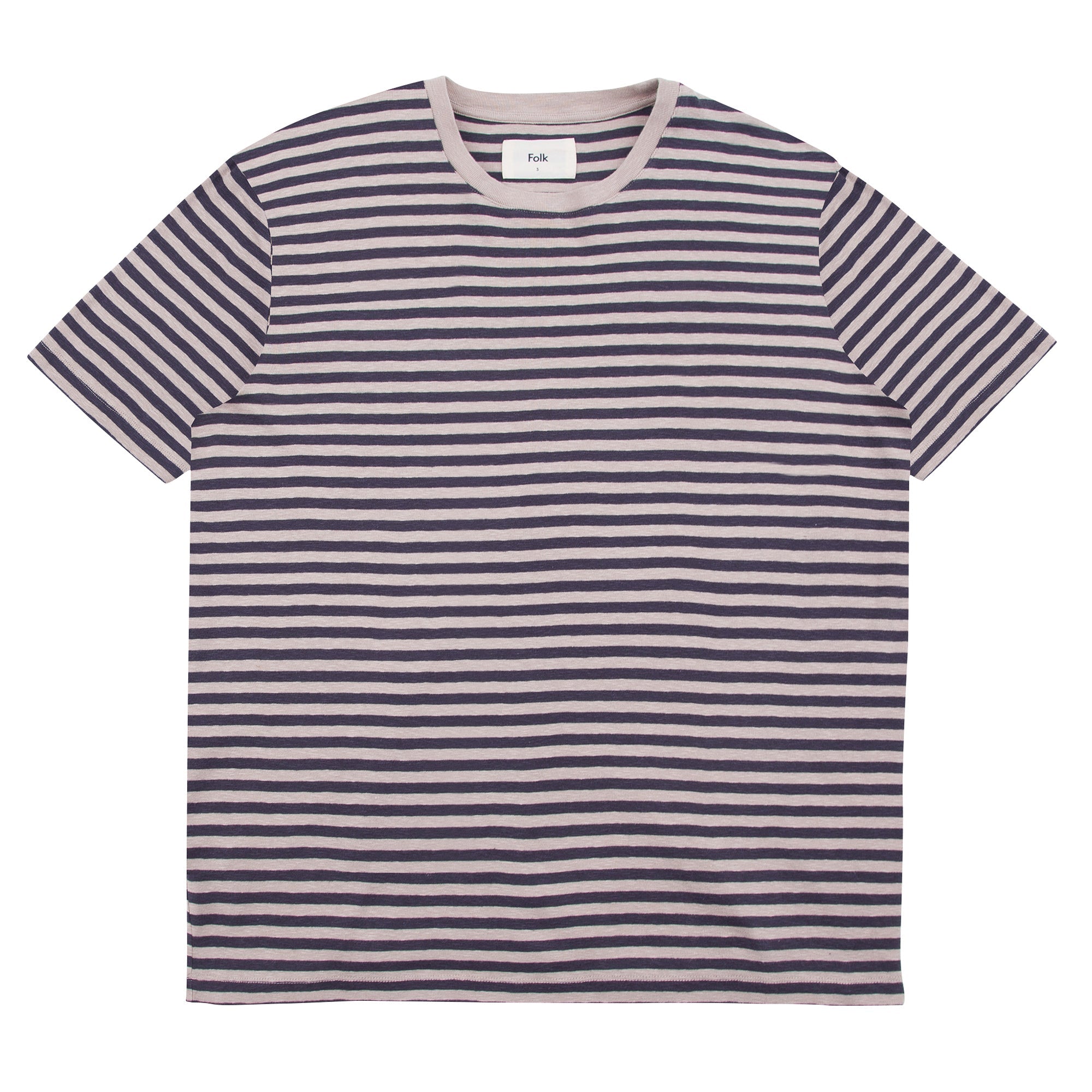 Folk Classic Stripe T-Shirt - Charcoal / Ecru