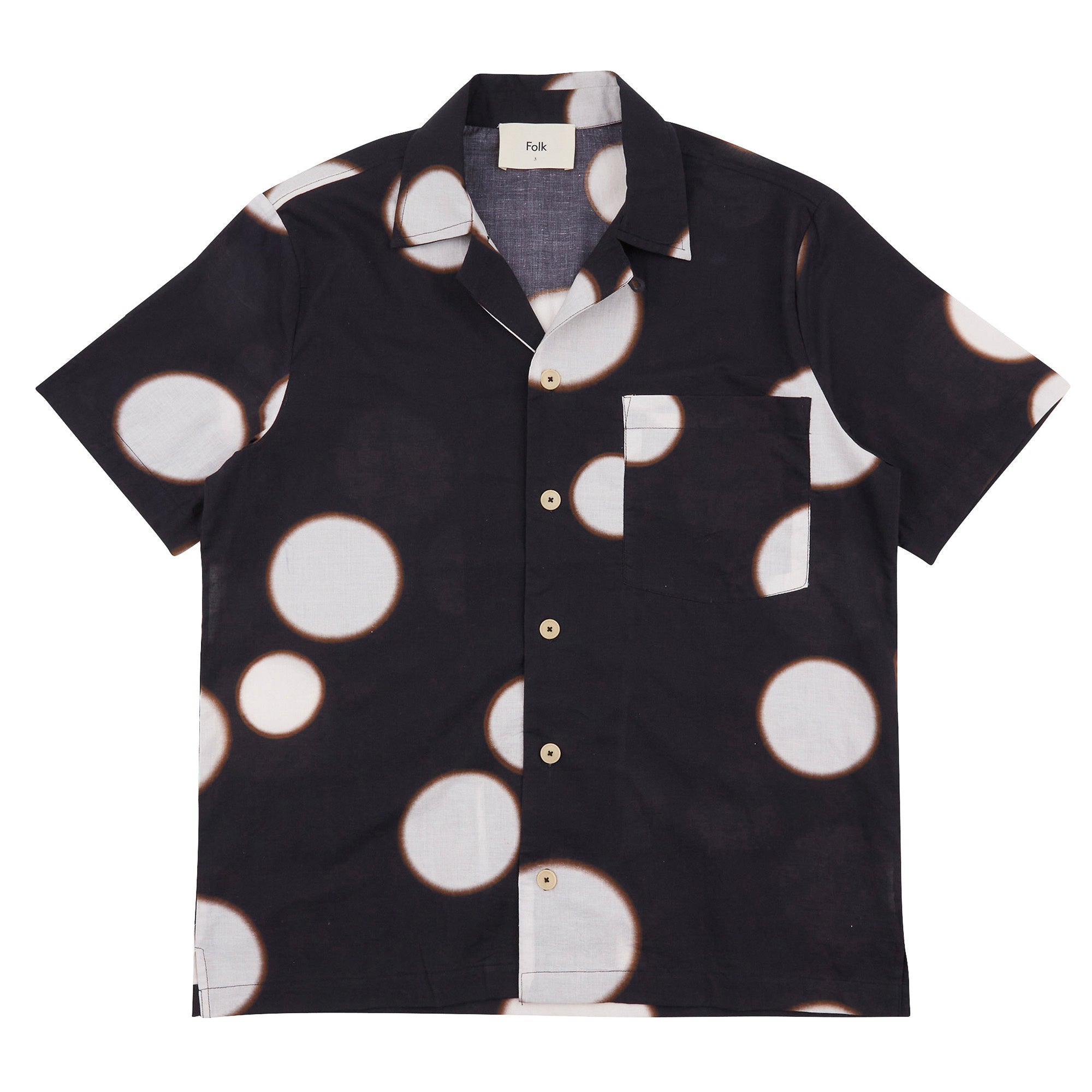 Folk Soft Collar Shirt - Black Ecru Dot