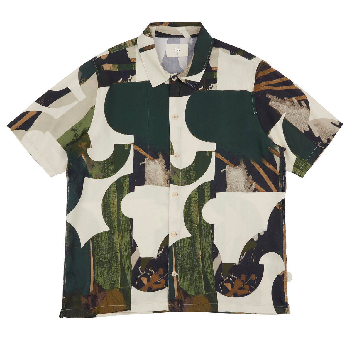 Folk Gabe Shirt - Cutout Print Olive