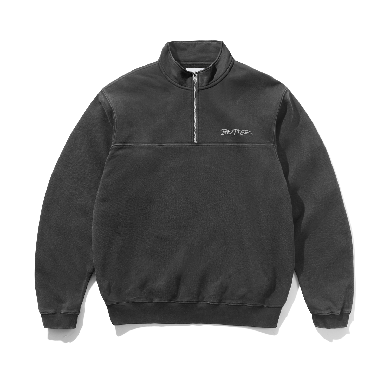 Butter Goods Panel 1/4 Zip Sweat - Washed Black
