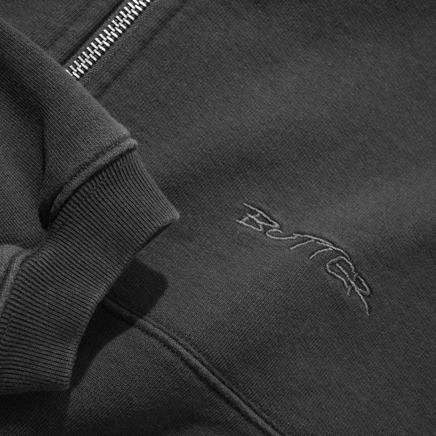 Butter Goods Panel 1/4 Zip Sweat - Washed Black
