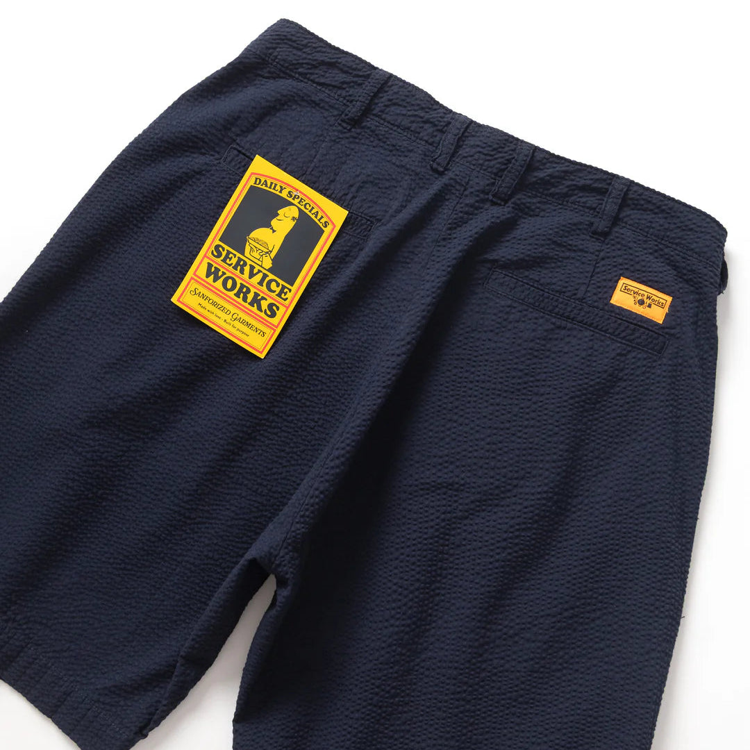 Service Works Seersucker Part Timer Shorts - Dark Navy