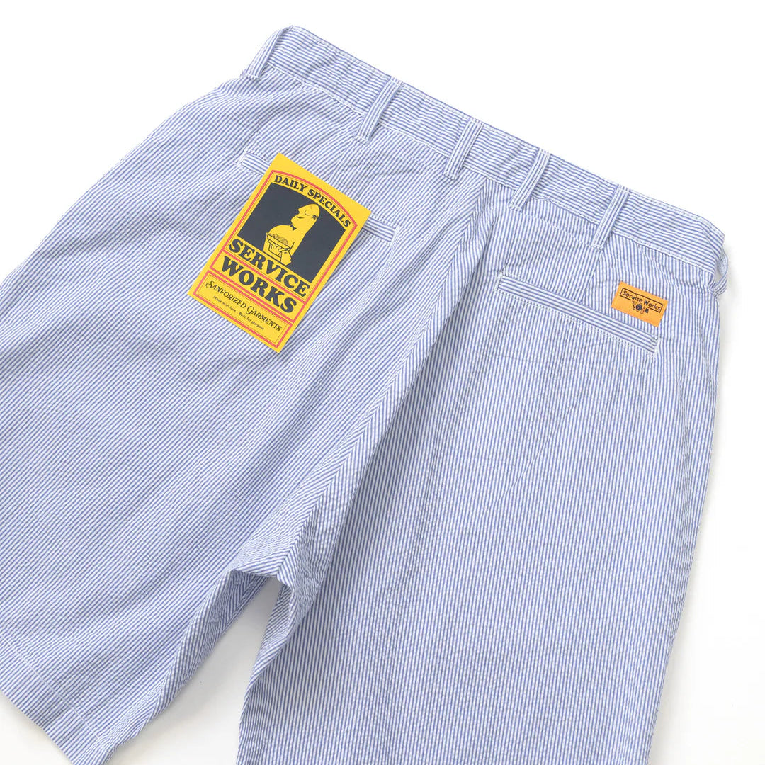 Service Works Seersucker Part Timer Shorts - Navy Stripe