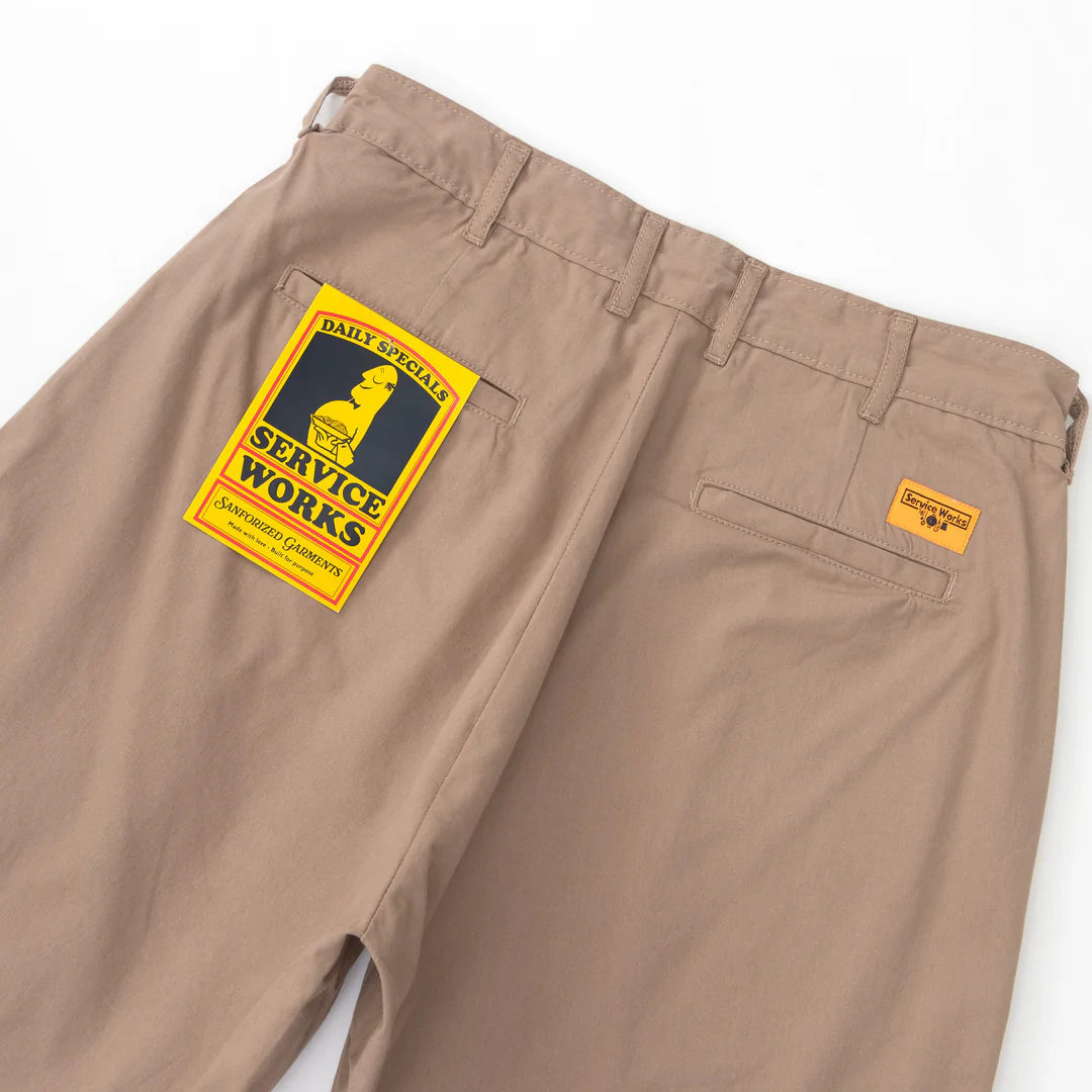 Service Works Twill Part Timer Shorts - Mushroom