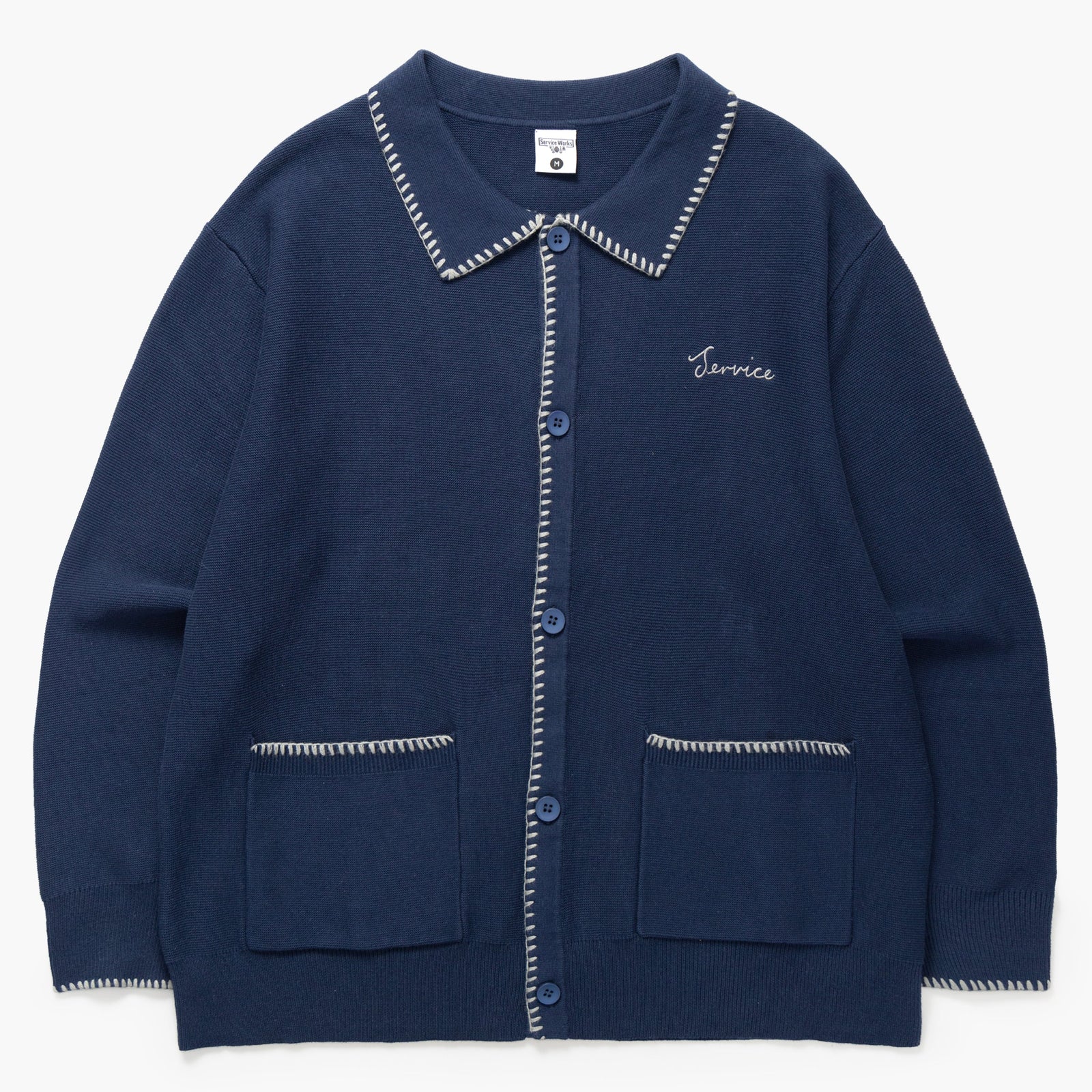 Service Works Blanket Stitch Cardigan - Navy