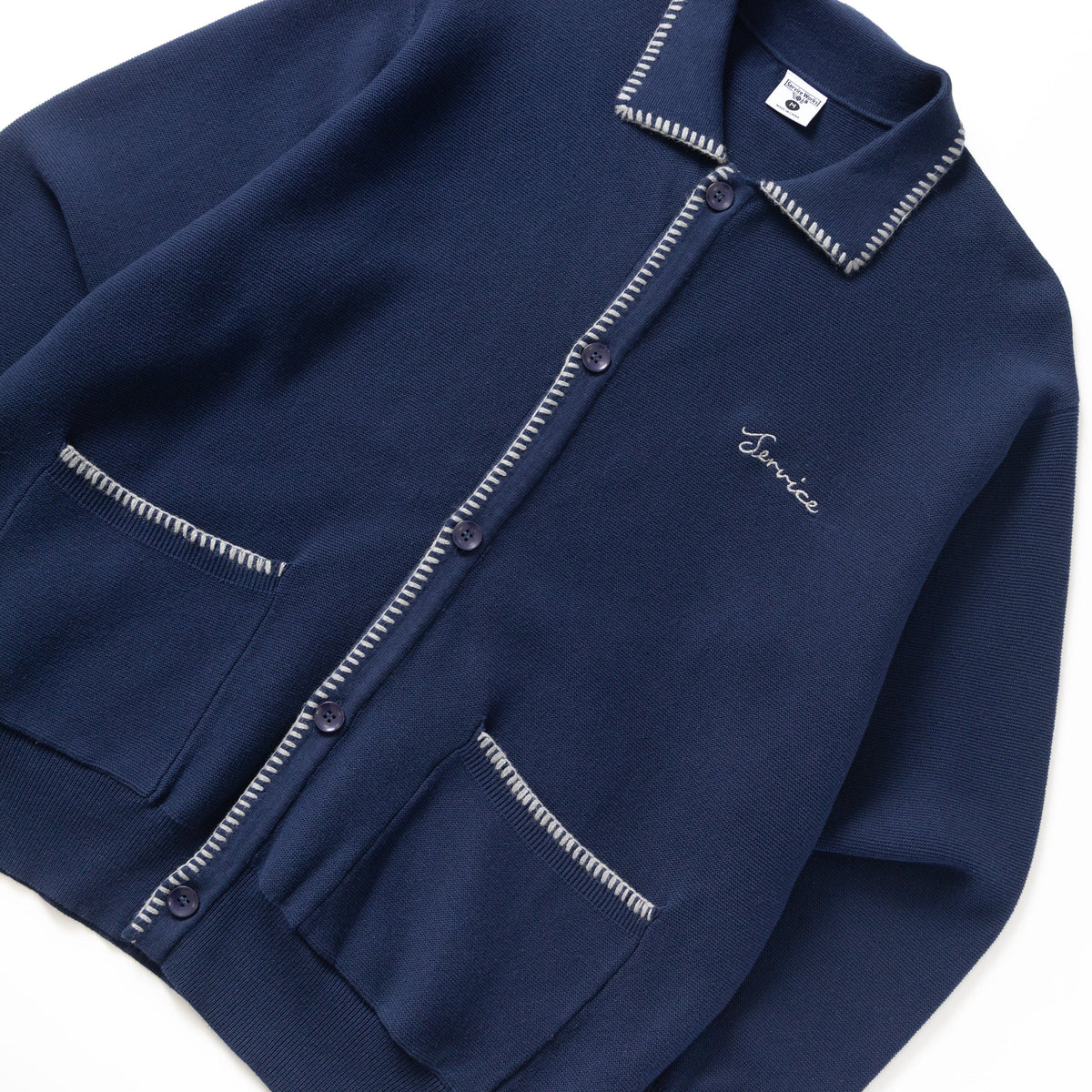 Service Works Blanket Stitch Cardigan - Navy