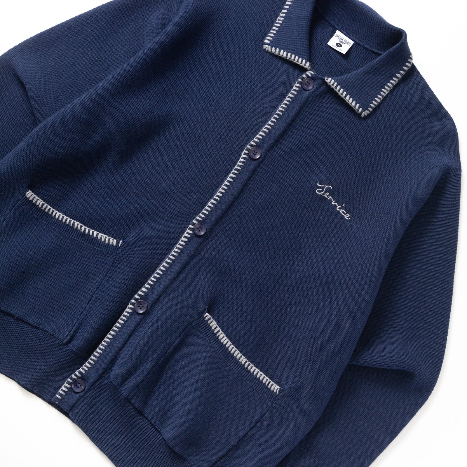 Service Works Blanket Stitch Cardigan - Navy
