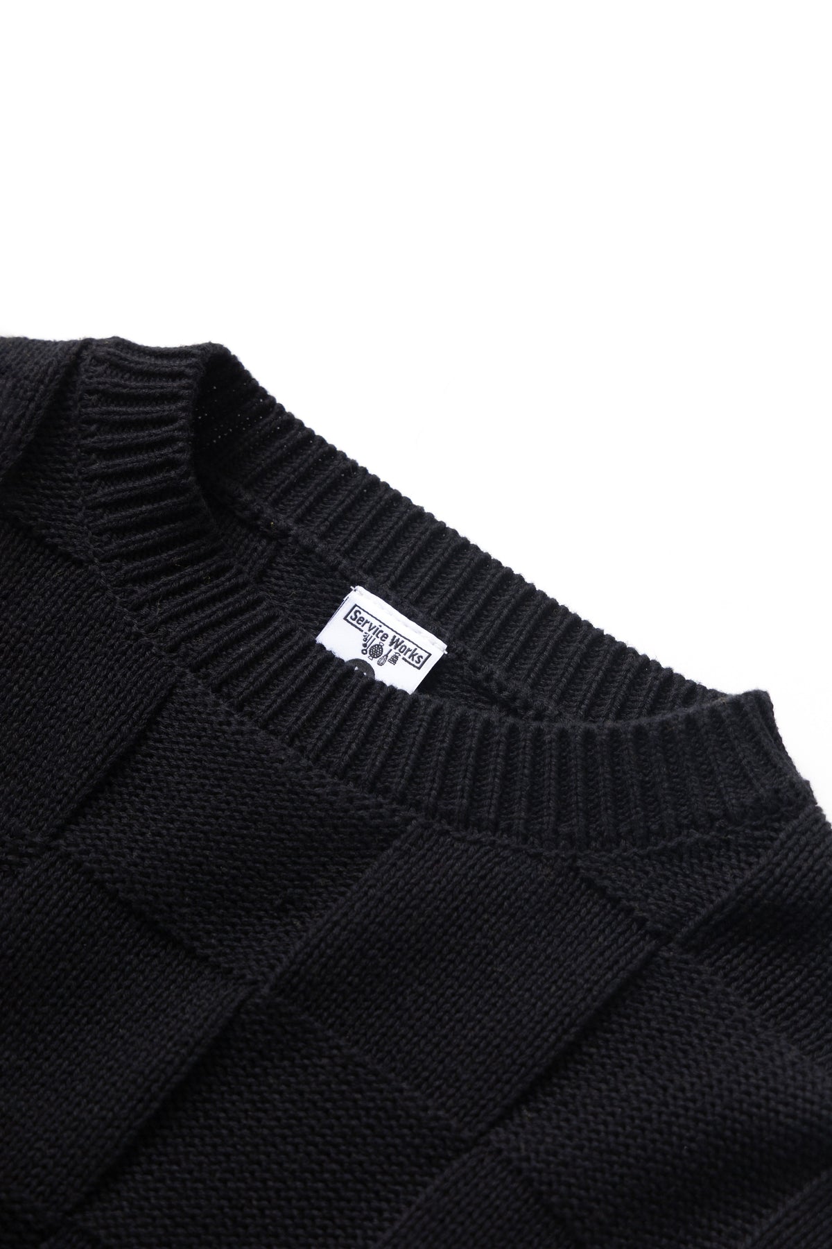 Service Works Check Knit Crewneck - Black