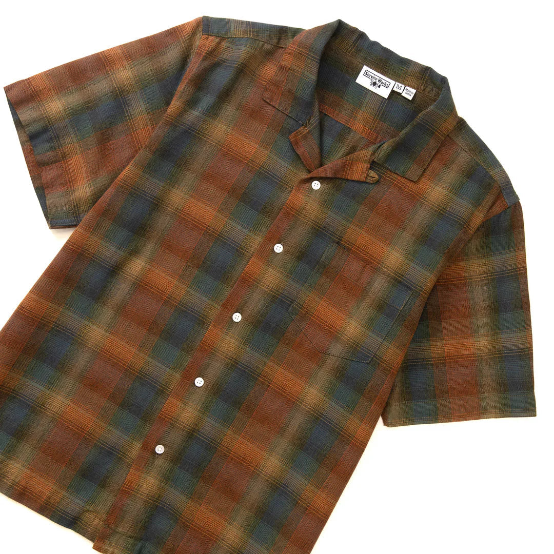 Service Works Plaid Resort Shirt - Brown