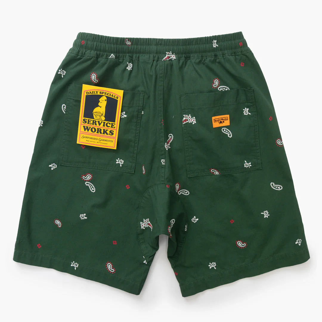 Service Paisley Chef Shorts - Forest