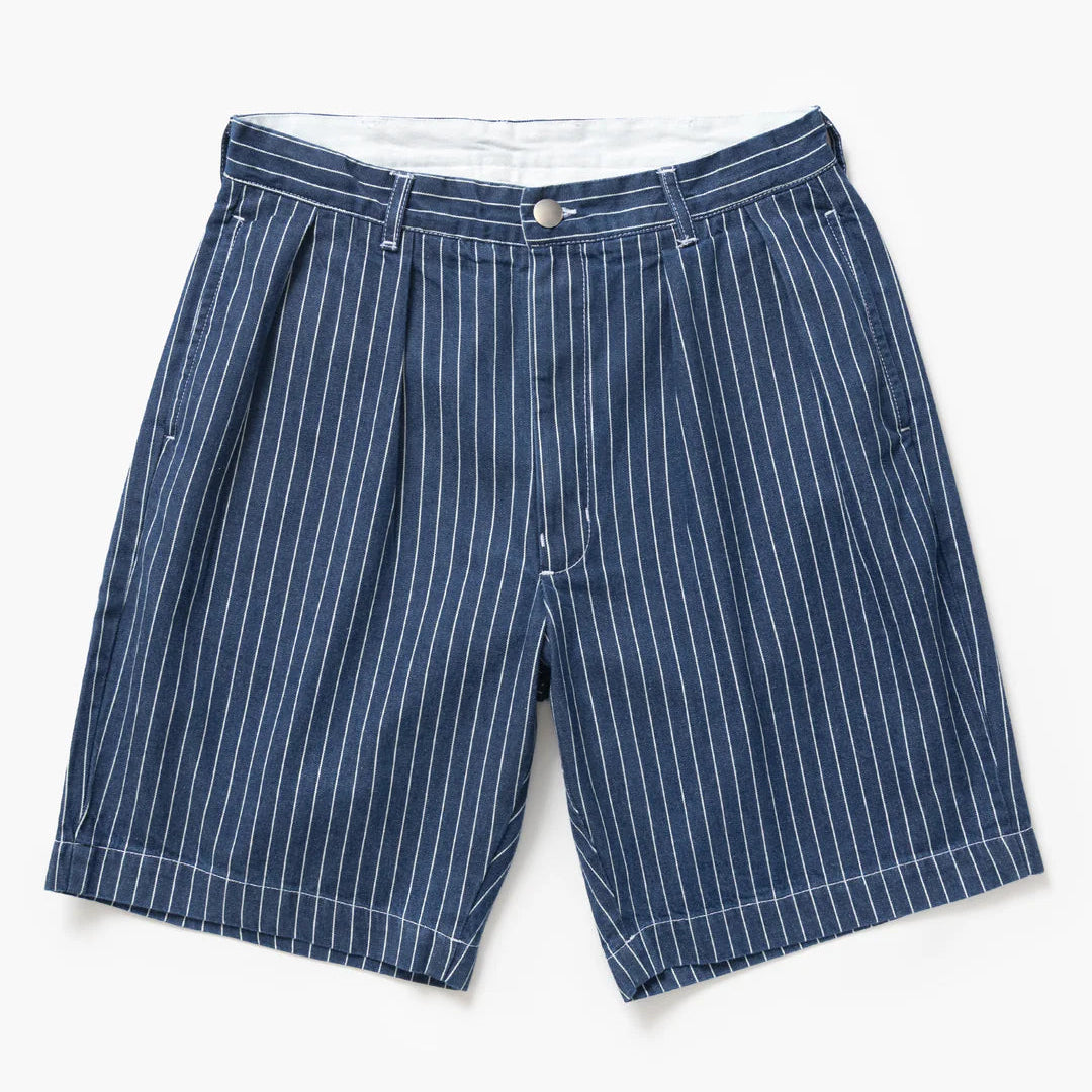 Service Works Pinstripe Denim Part Timer Shorts - Washed Indigo
