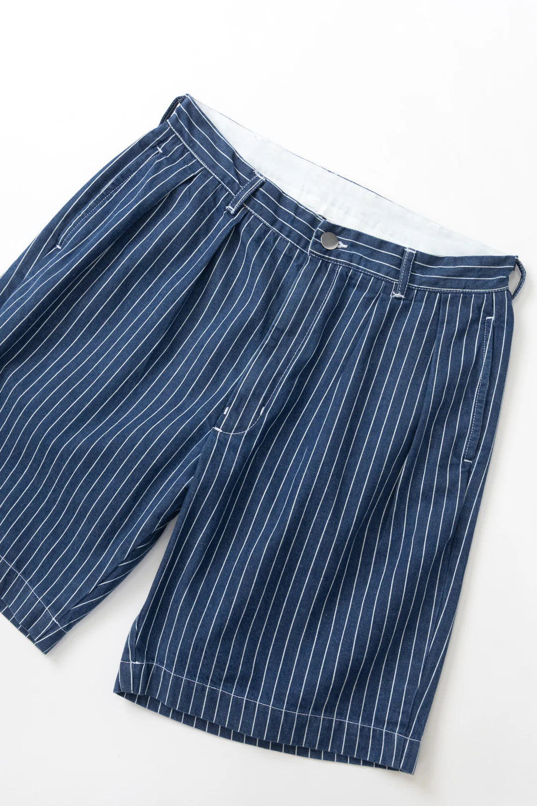 Service Works Pinstripe Denim Part Timer Shorts - Washed Indigo