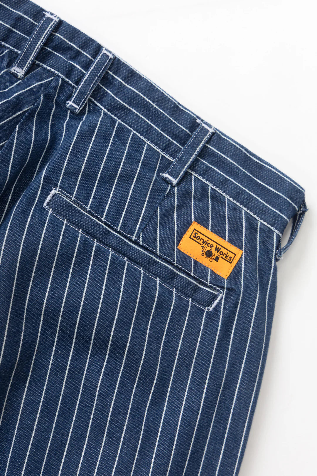 Service Works Pinstripe Denim Part Timer Shorts - Washed Indigo