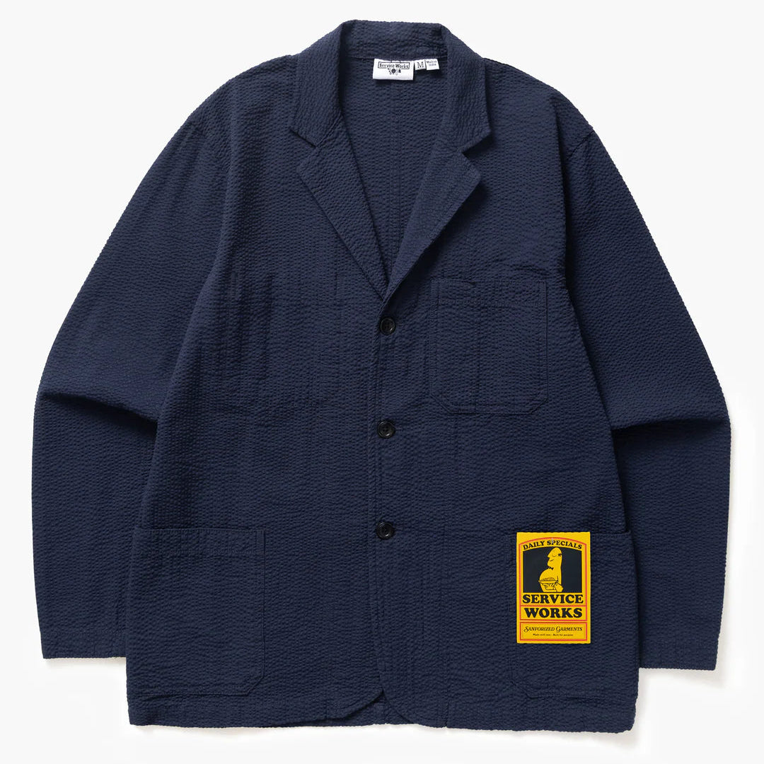 Service Works Seersucker Server Suit Jacket - Dark Navy