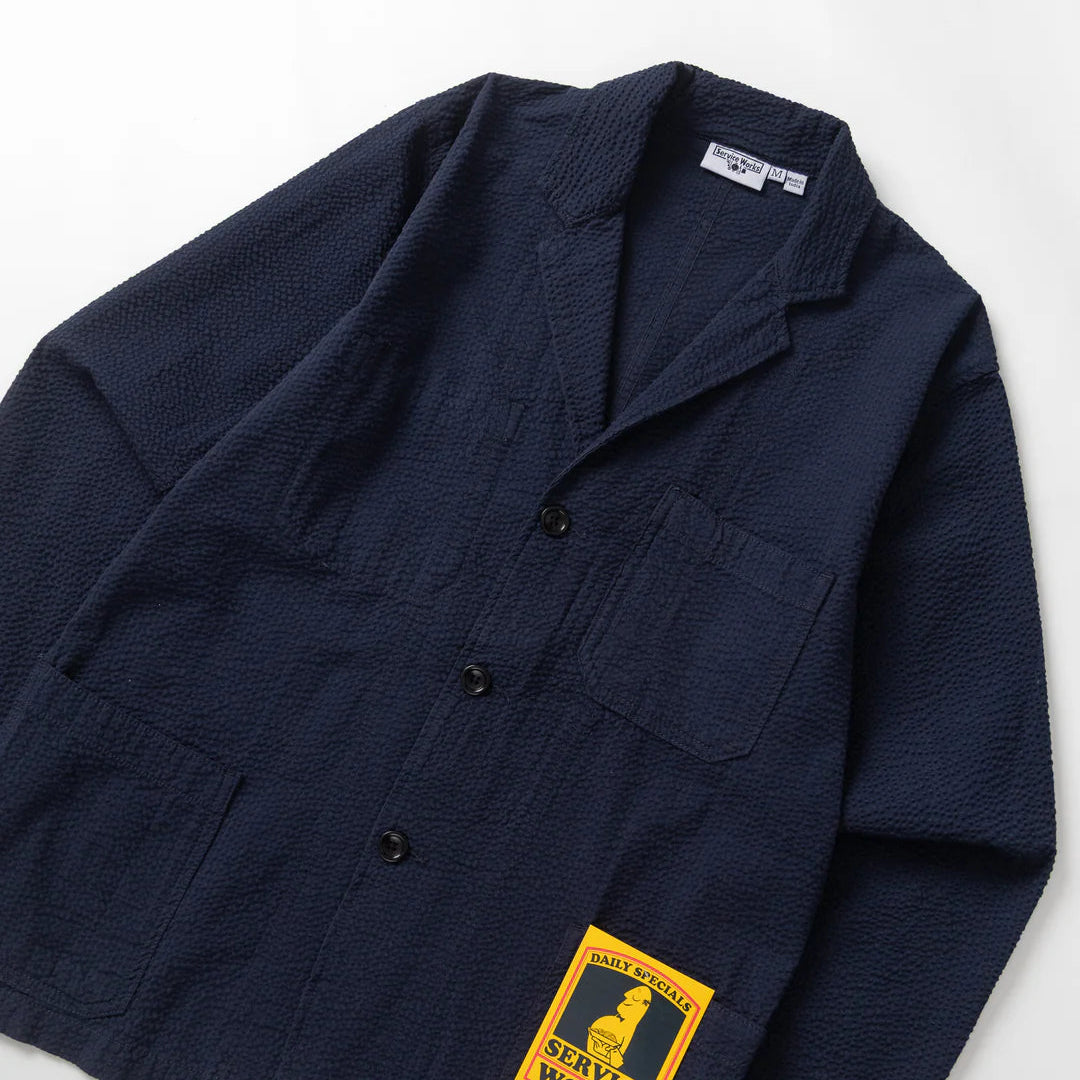 Service Works Seersucker Server Suit Jacket - Dark Navy