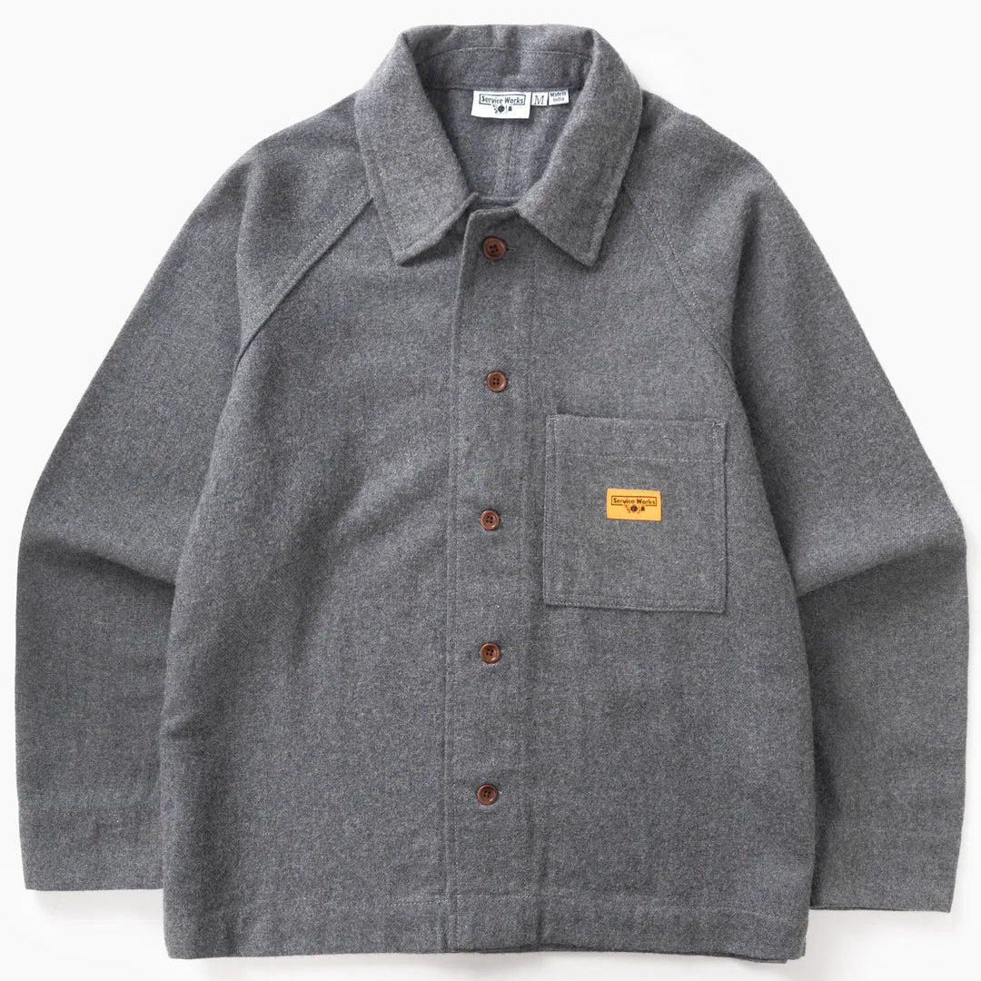 Service Works Flannel FOH Overshirt - Charcoal