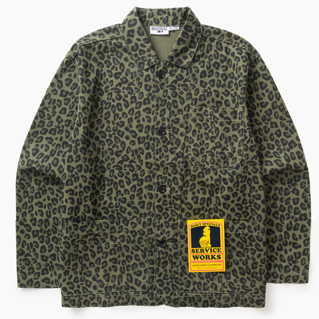 Service Works Patterened Easy Chef Shirt - Green Leopard