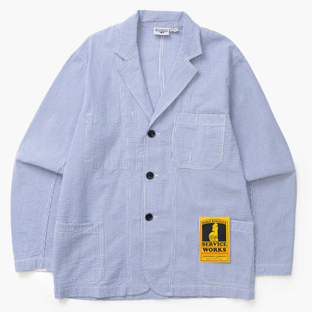 Service Works Seersucker Server Suit Jacket - Navy Stripe