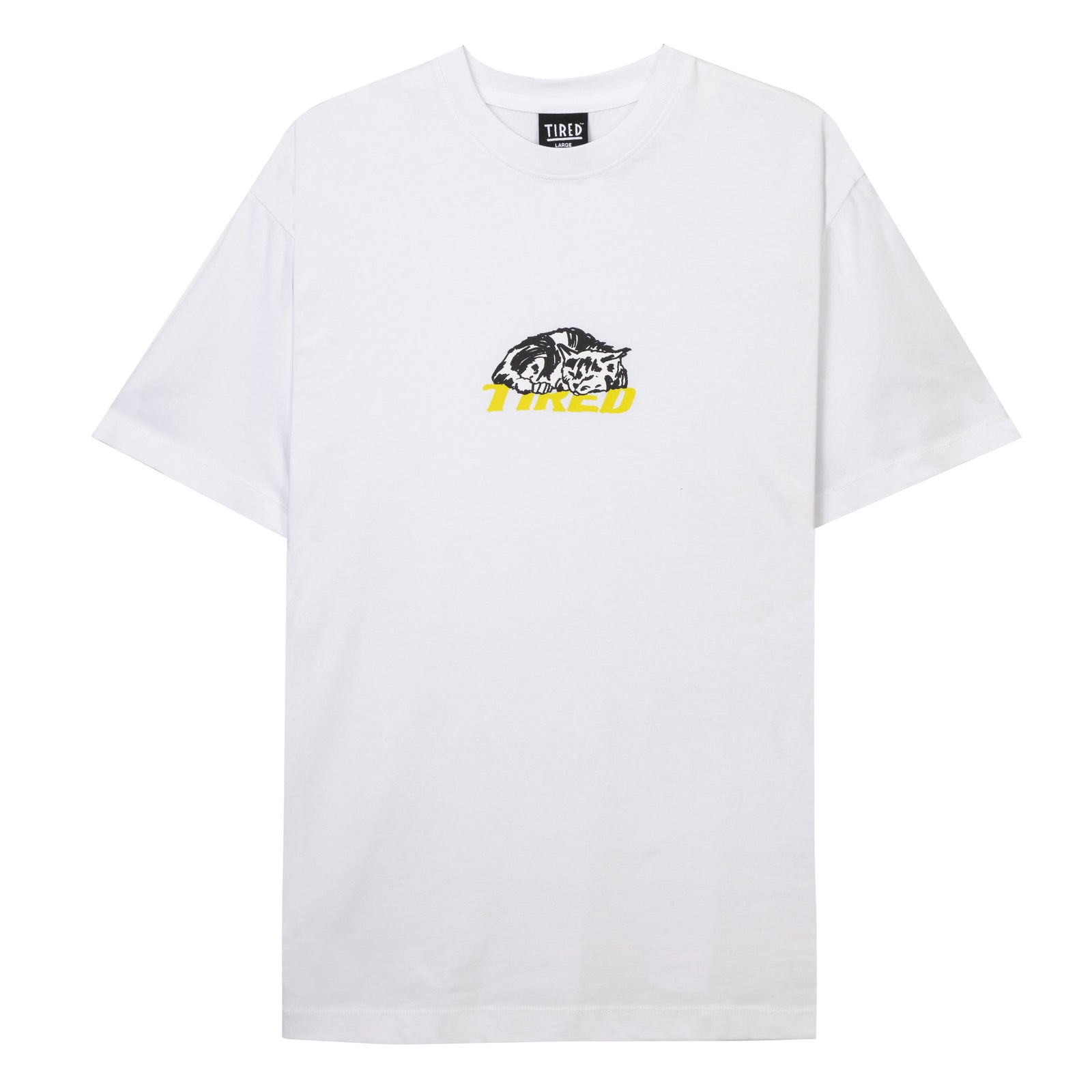 Tired Cat Nap T-Shirt - White