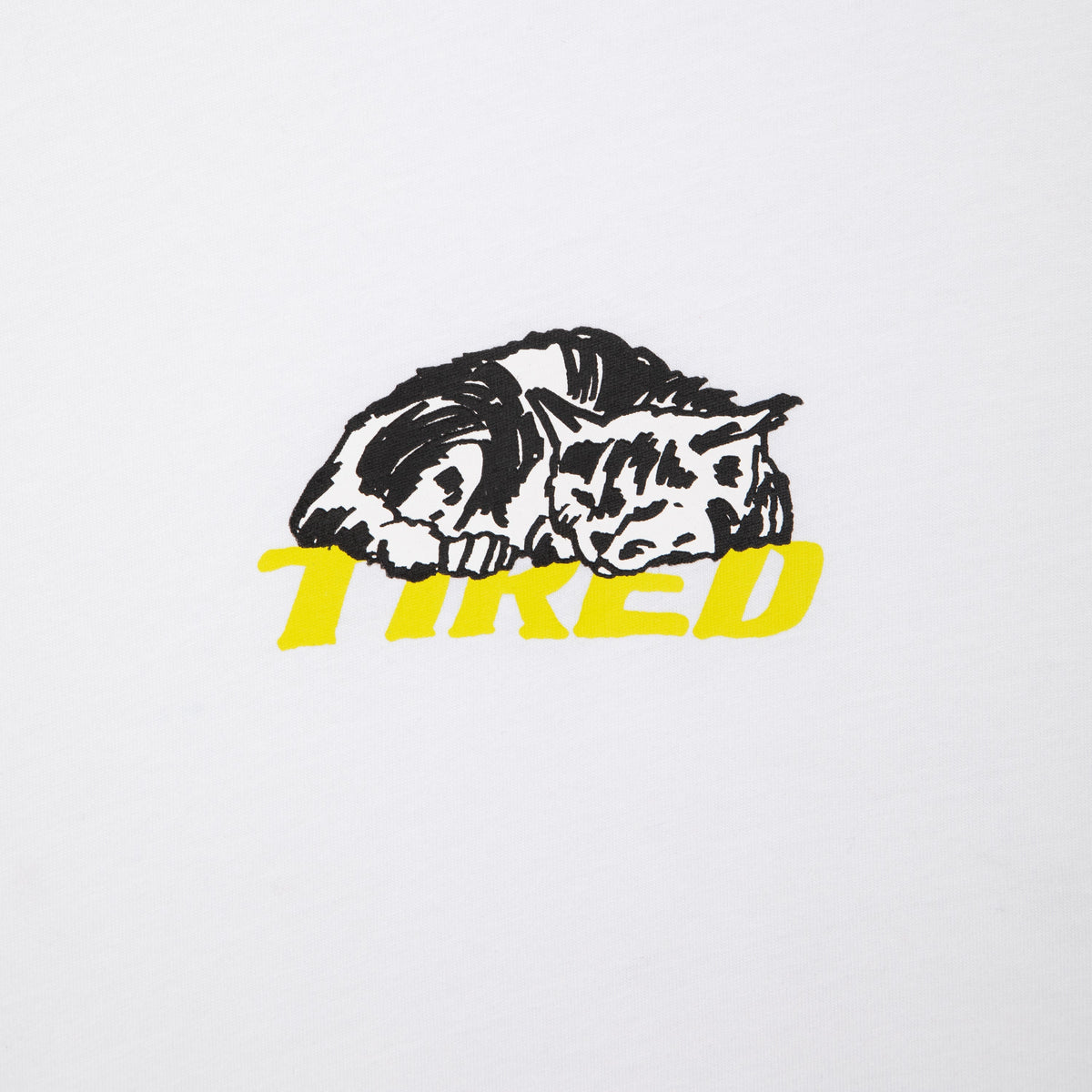 Tired Cat Nap T-Shirt - White