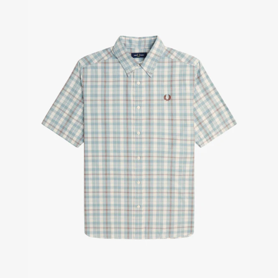 Fred Perry Twill Tarten Shirt - Ecru