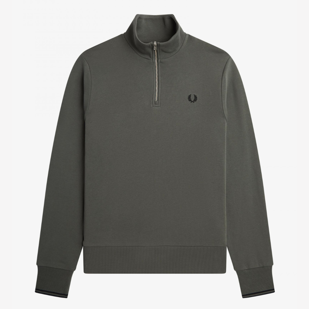 Fred Perry Half Zip Sweatshirt - Field Green