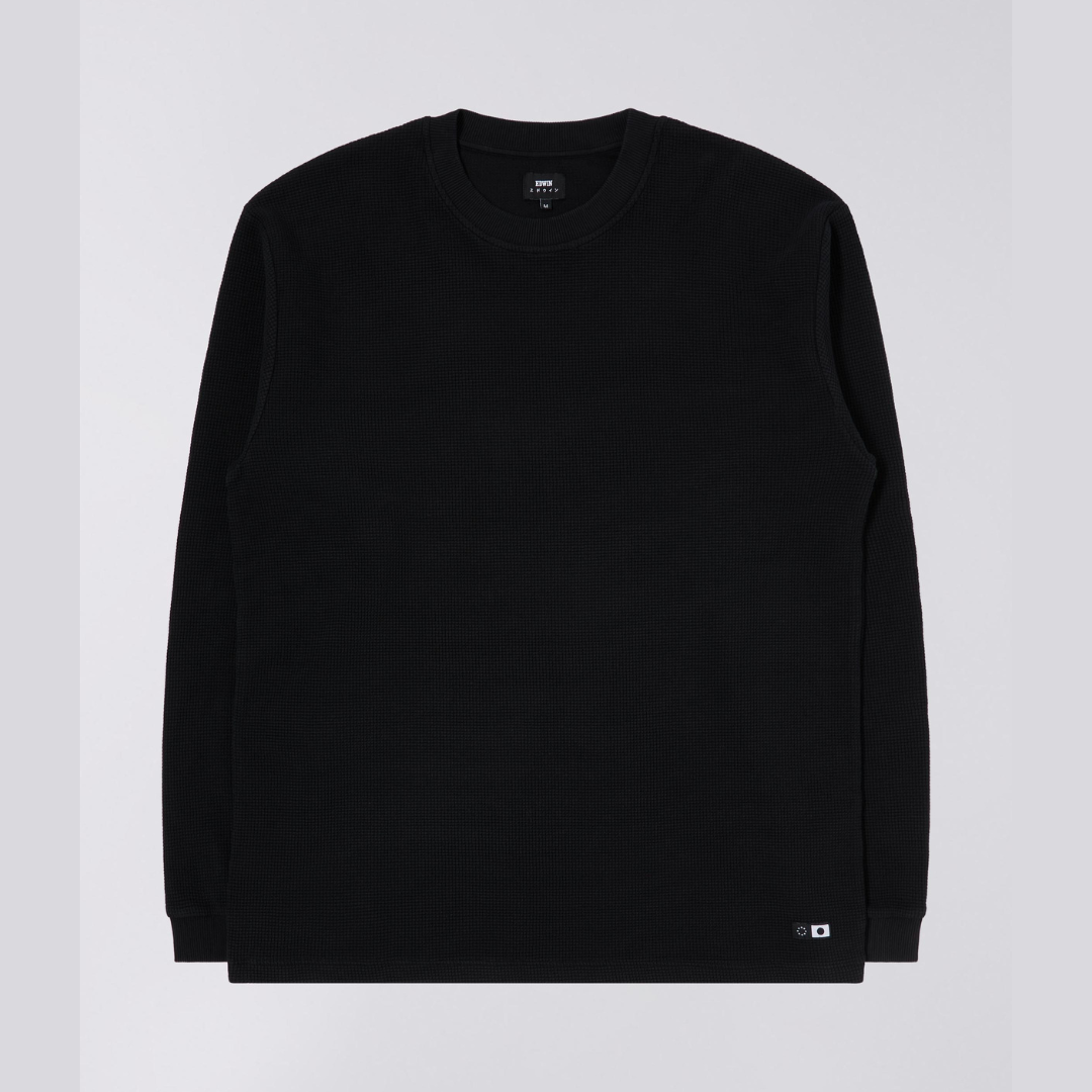 Edwin Waffle Dizzy LS T-Shirt - Black