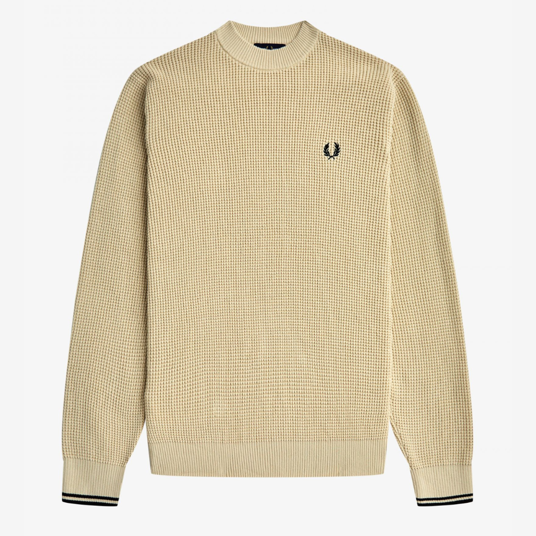 Fred Perry Waffle Stitch Jumper - Oatmeal