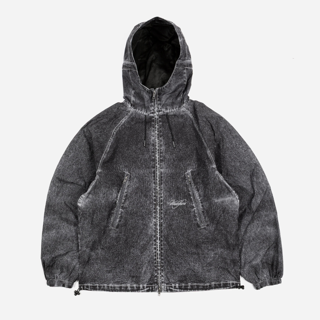 Wasted Paris Script Trompe L'Oeil Windbreaker - Faded Black