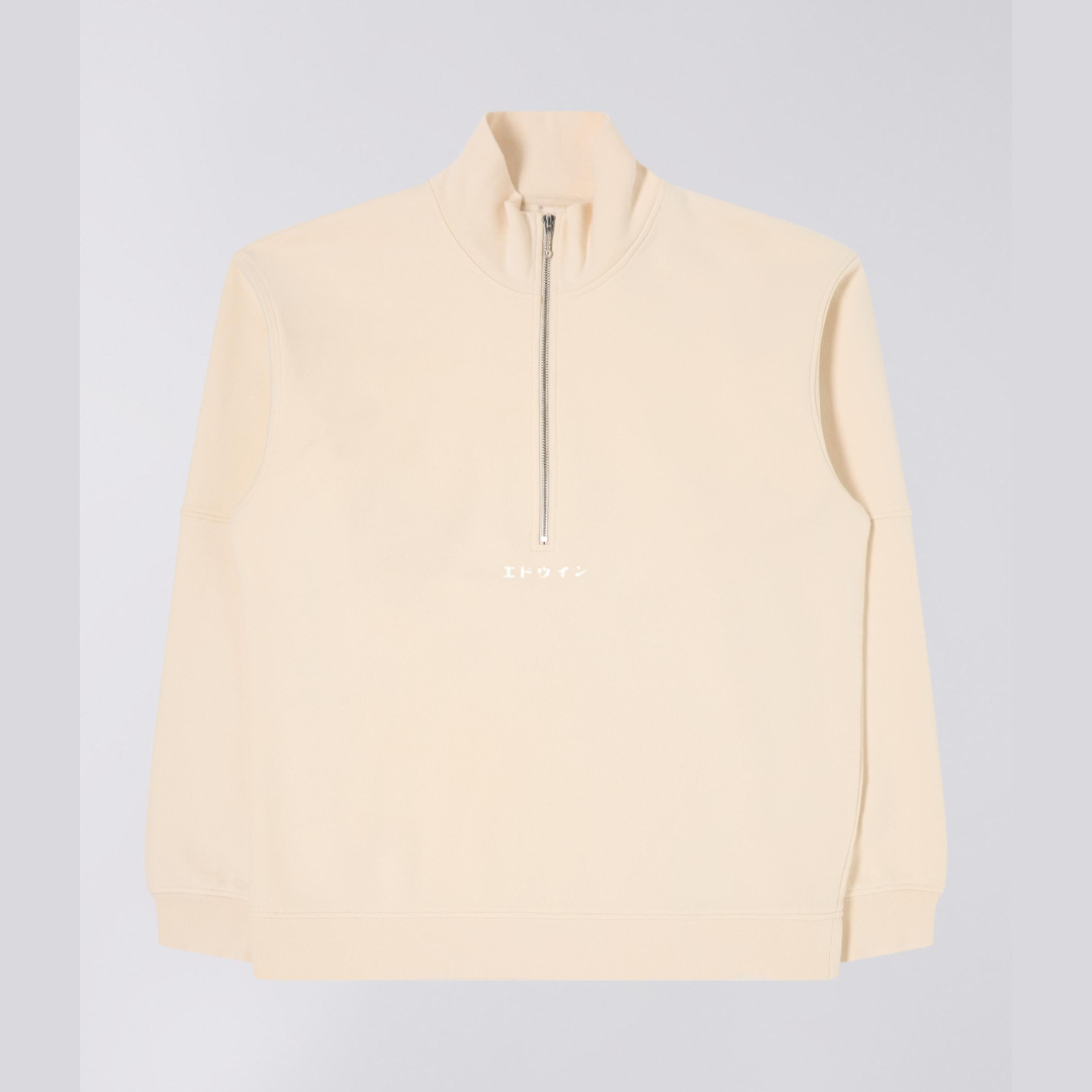 Edwin Koji Half Zip Sweat - Whitecao Grey