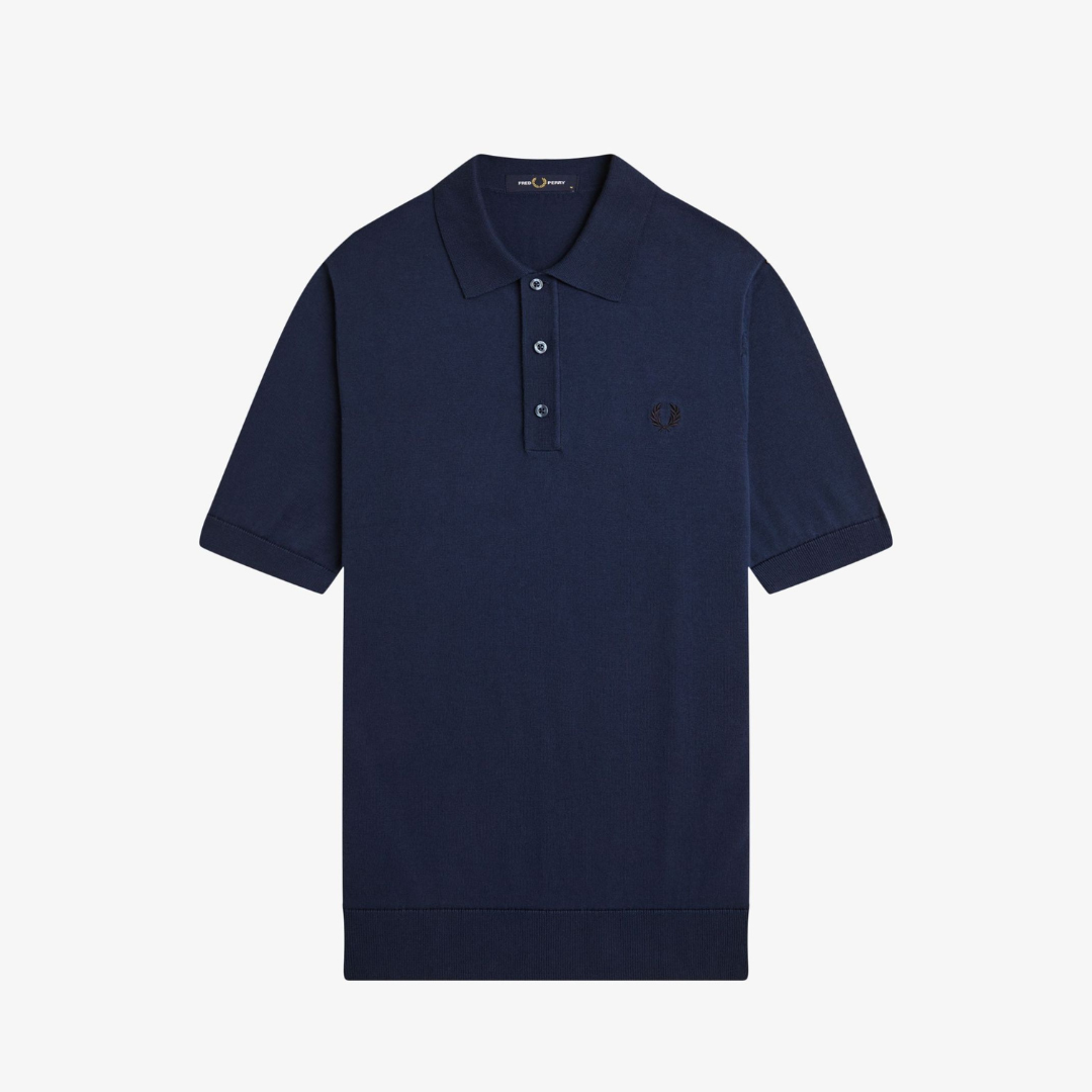 Fred Perry Cotton Knitted Shirt - Tennis Blue