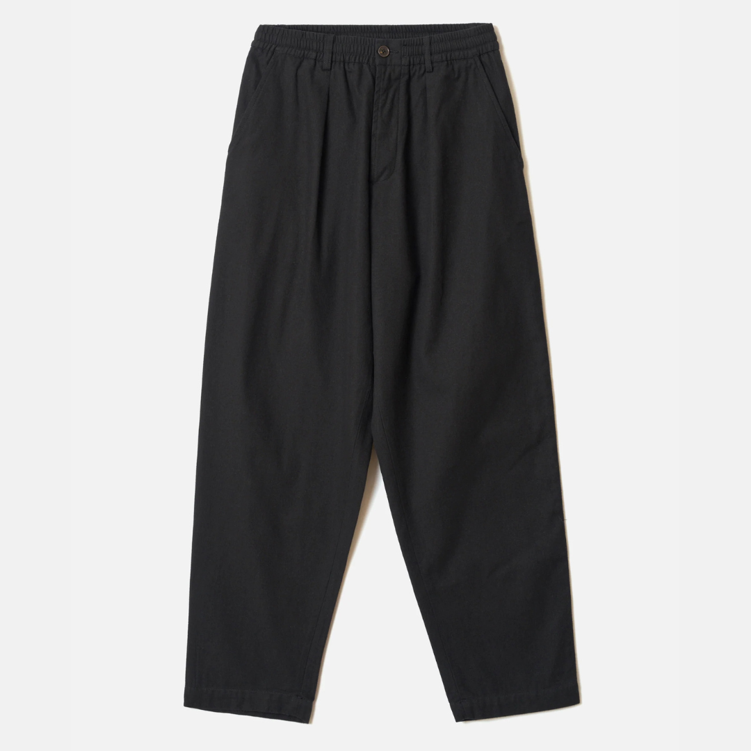 UW Pleated Track Pant - Black Brushed Moleskin