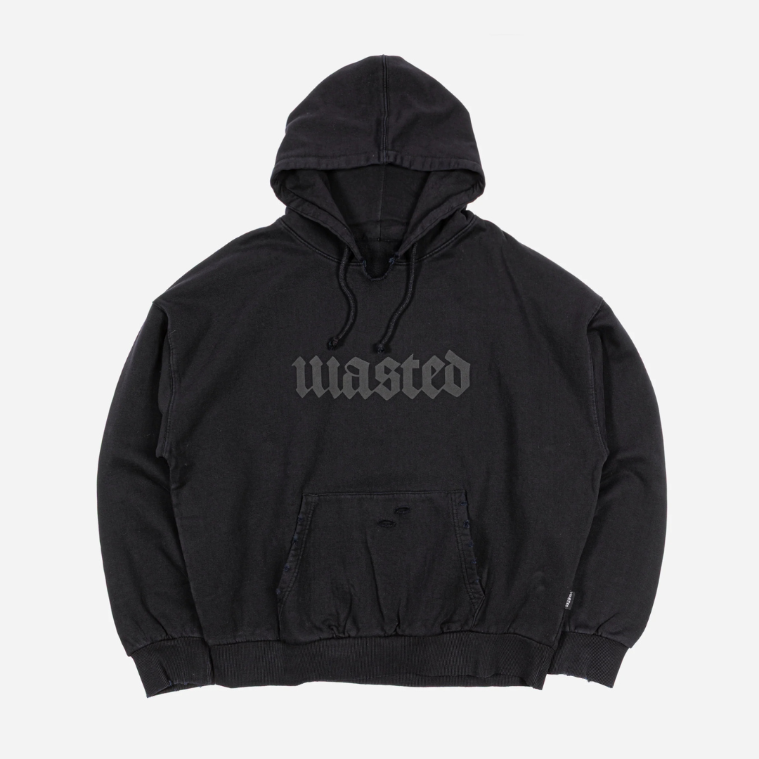 Wasted Paris Skive Boxy Hoodie - Washed Black