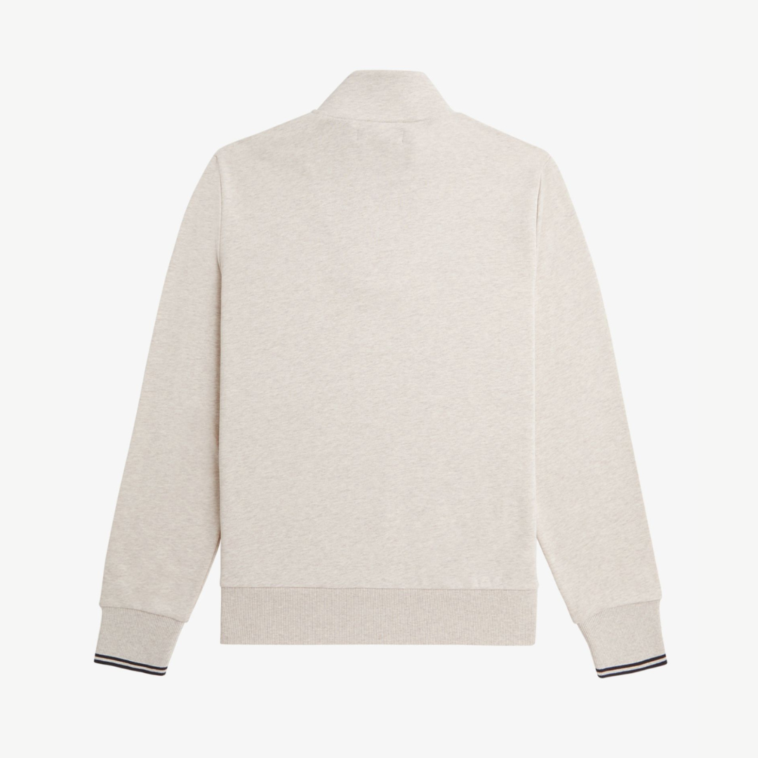 Fred Perry Half Zip Sweatshirt - Porridge Marl / Anchor Grey